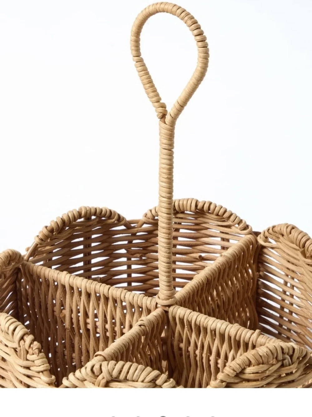 Texas House Rattan Scallop Utensil Holder, Brown, 8.25